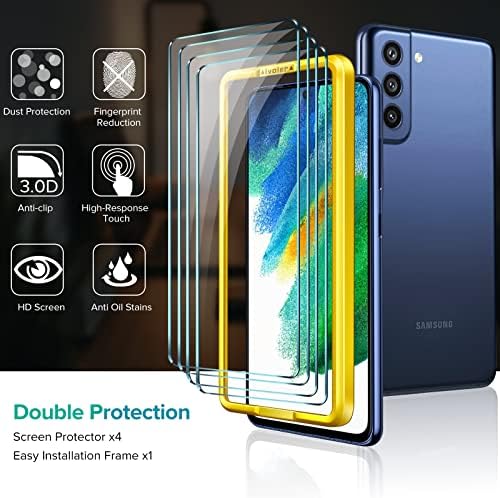 Ivoler [4 Pack] מגן מסך עבור Samsung Galaxy S21 Fe 5G 2022 [לא מתאים ל- Galaxy S21] זכוכית מחוסמת עם מסגרת